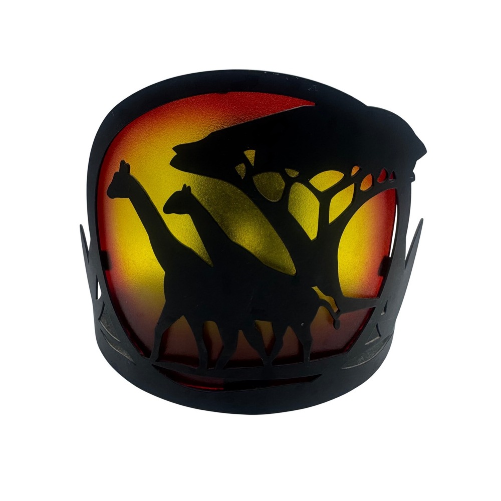 PartyLite Savannah Sunrise African Safari Giraffe Metal Glass Votive Candle Hold